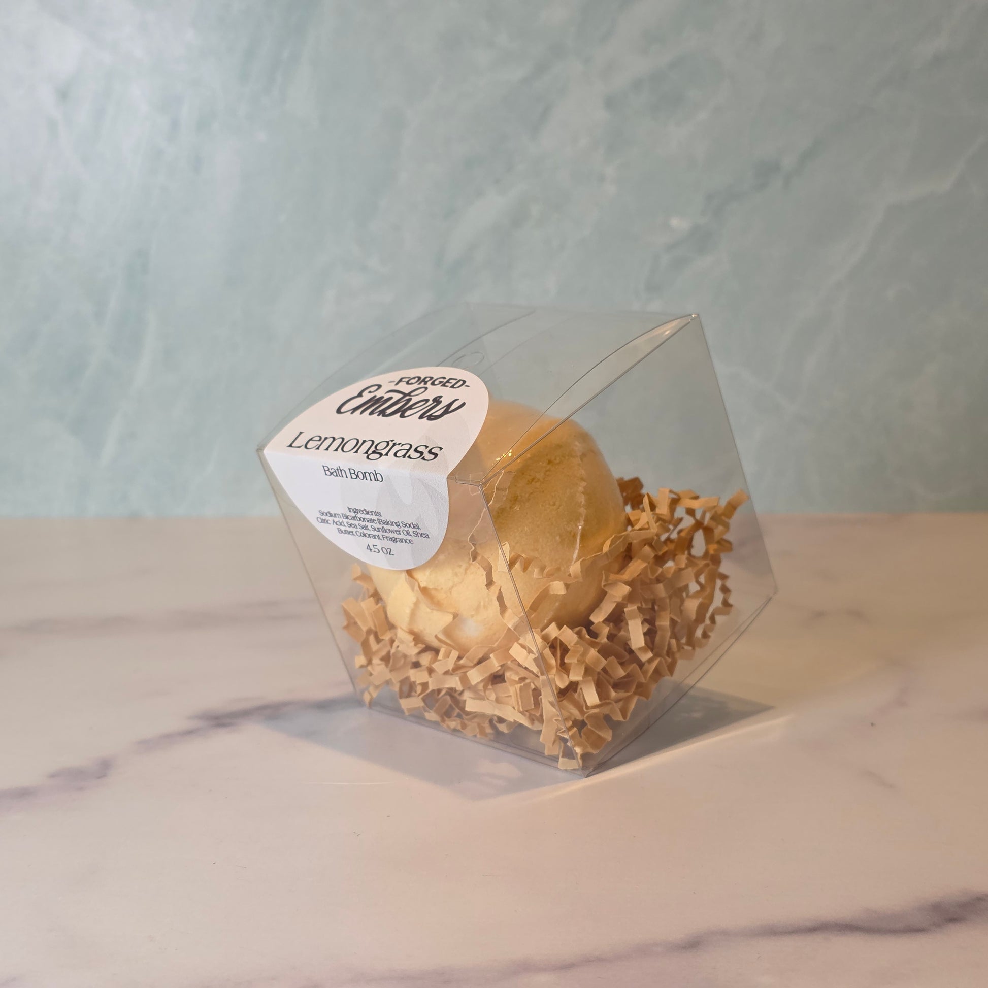 Bright, clean, refreshing, sweet lemon fragrance bath bomb