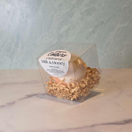 Oatmeal Milk & Honey Bath Bomb Wrap yourself in creamy luxury with the comforting blend of oatmeal, soothing milk, and golden honey. This bath bomb gently moisturizes and softens your skin while the warm, sweet aroma creates a relaxing, spa-like experience at home. Perfect for self-care nights or anytime you need a little pampering!